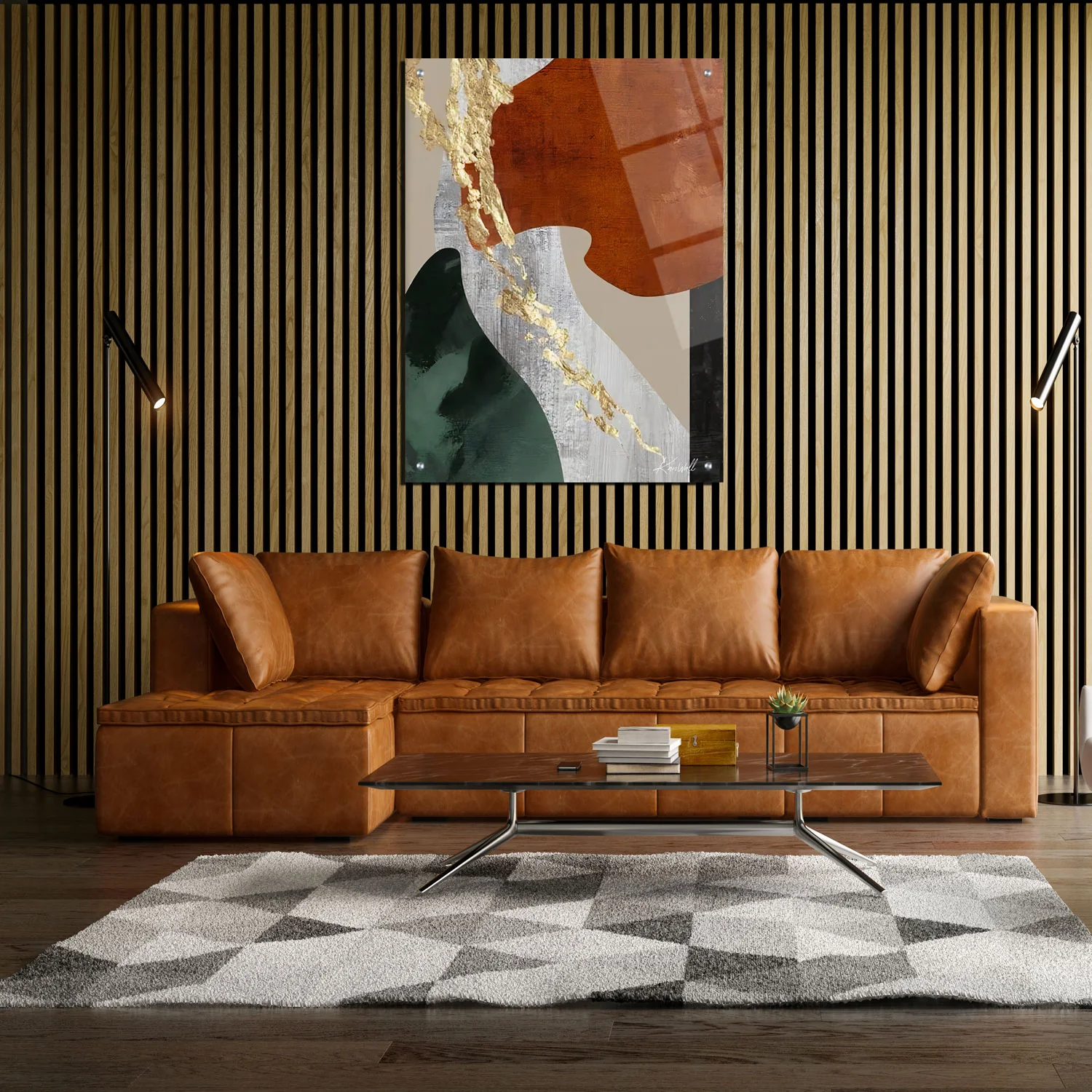 Canvas | Plexiglas Schilderij - Abstract Gold Orange - Image 3