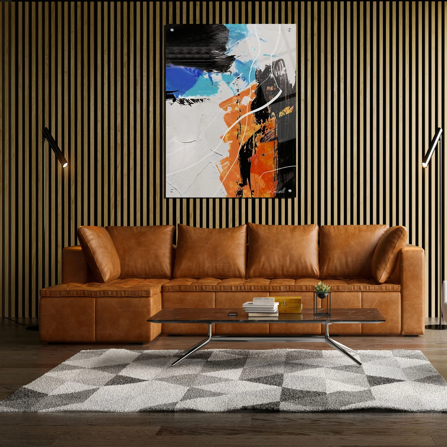 Canvas | Plexiglas Schilderij - Abstract Orange Black - Image 3