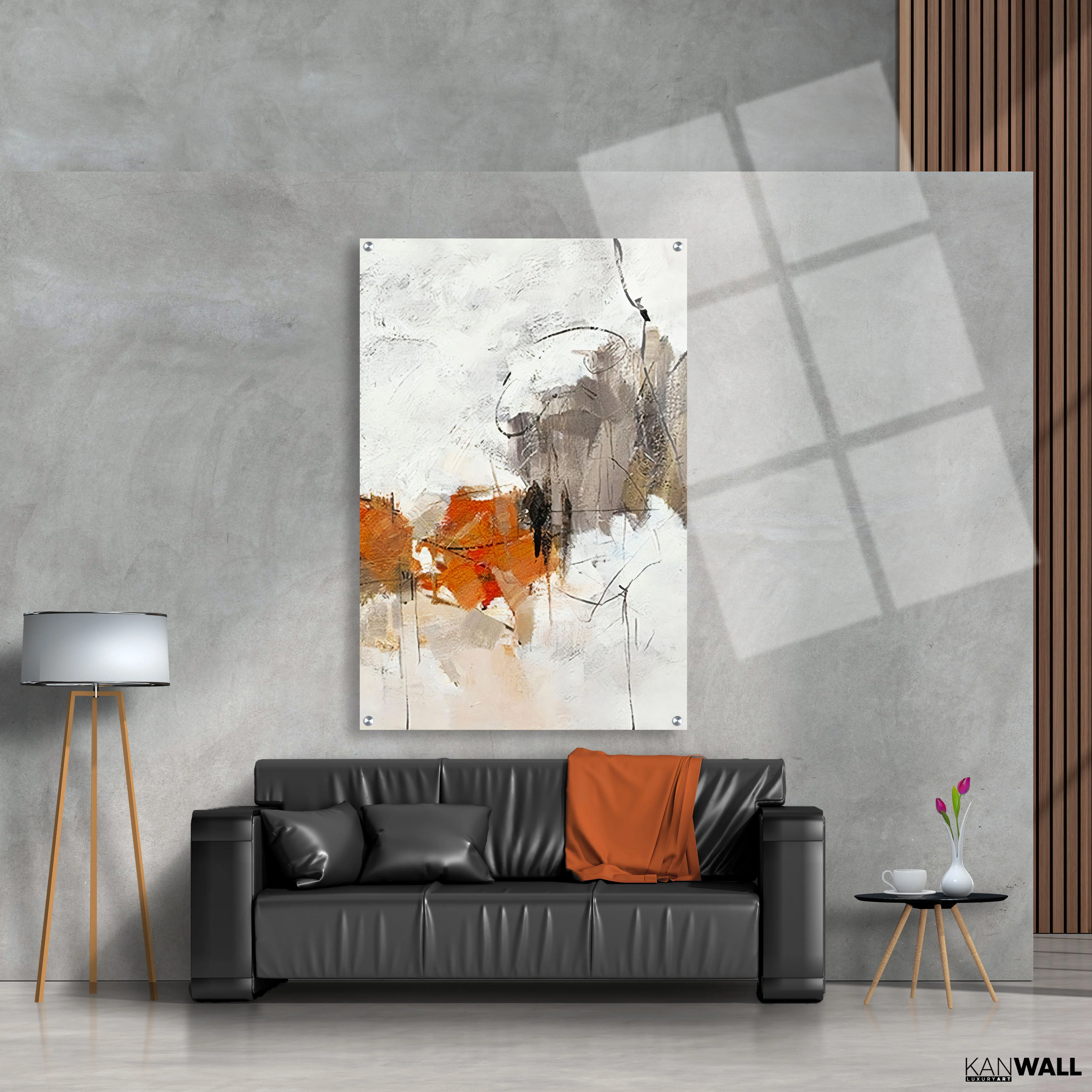 Canvas | Plexiglas Schilderij - Abstract White Orange - Image 4