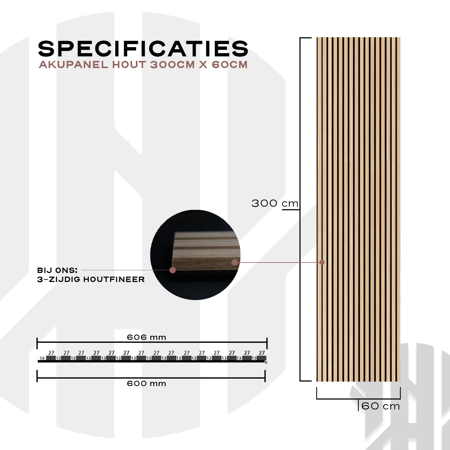 AkuPanel Antraciet-Hout | 300cmx60cm | 3-zijdig écht houtfineer - Image 5