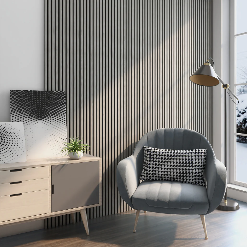 AkuPanel Grijs Walnoot-Hout | 240cm x 60cm | 3-zijdig écht houtfineer - Image 3