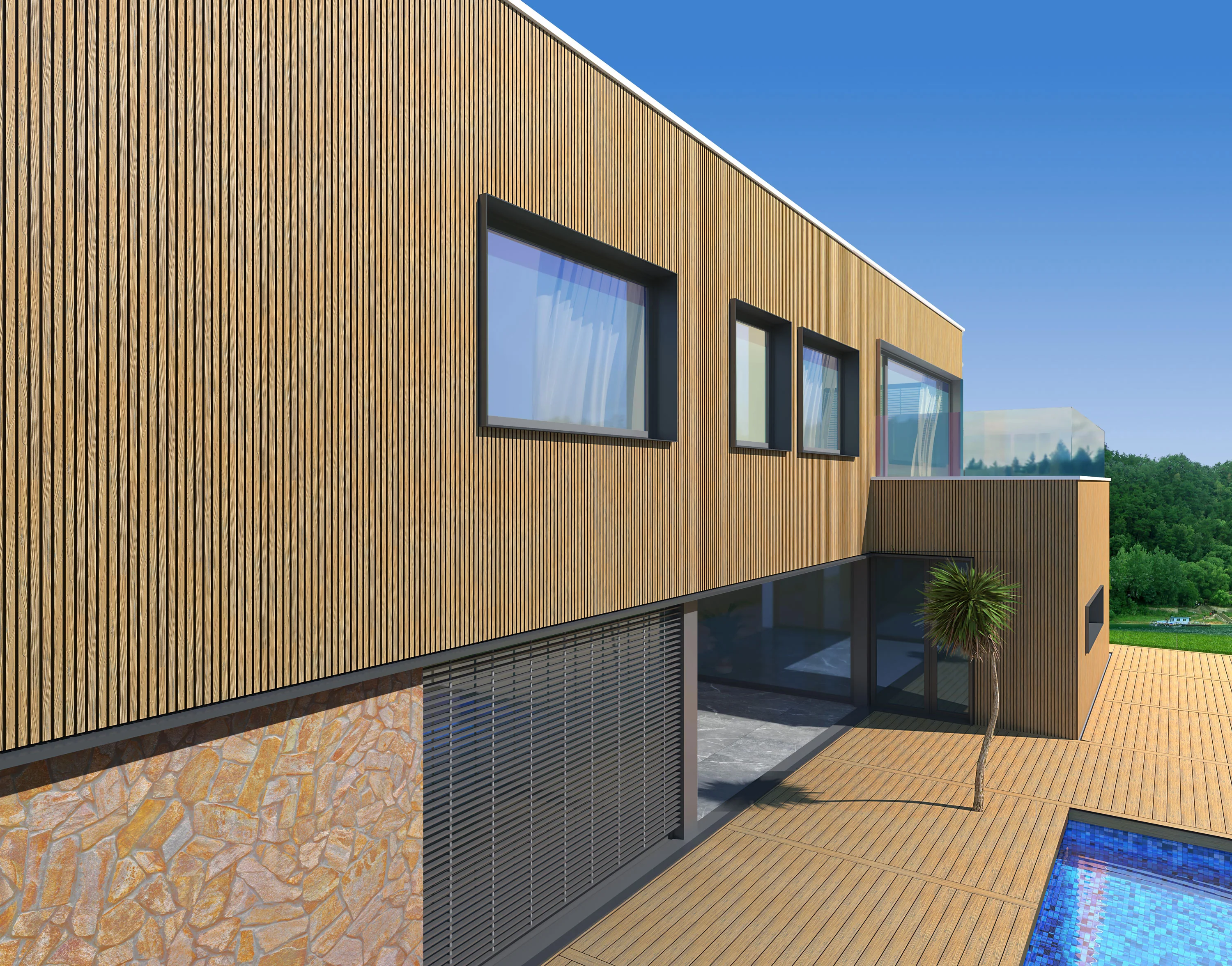 Buitenpanel Berk 290CM | Gevel | Tuin | 3D Houtnerf - Image 8