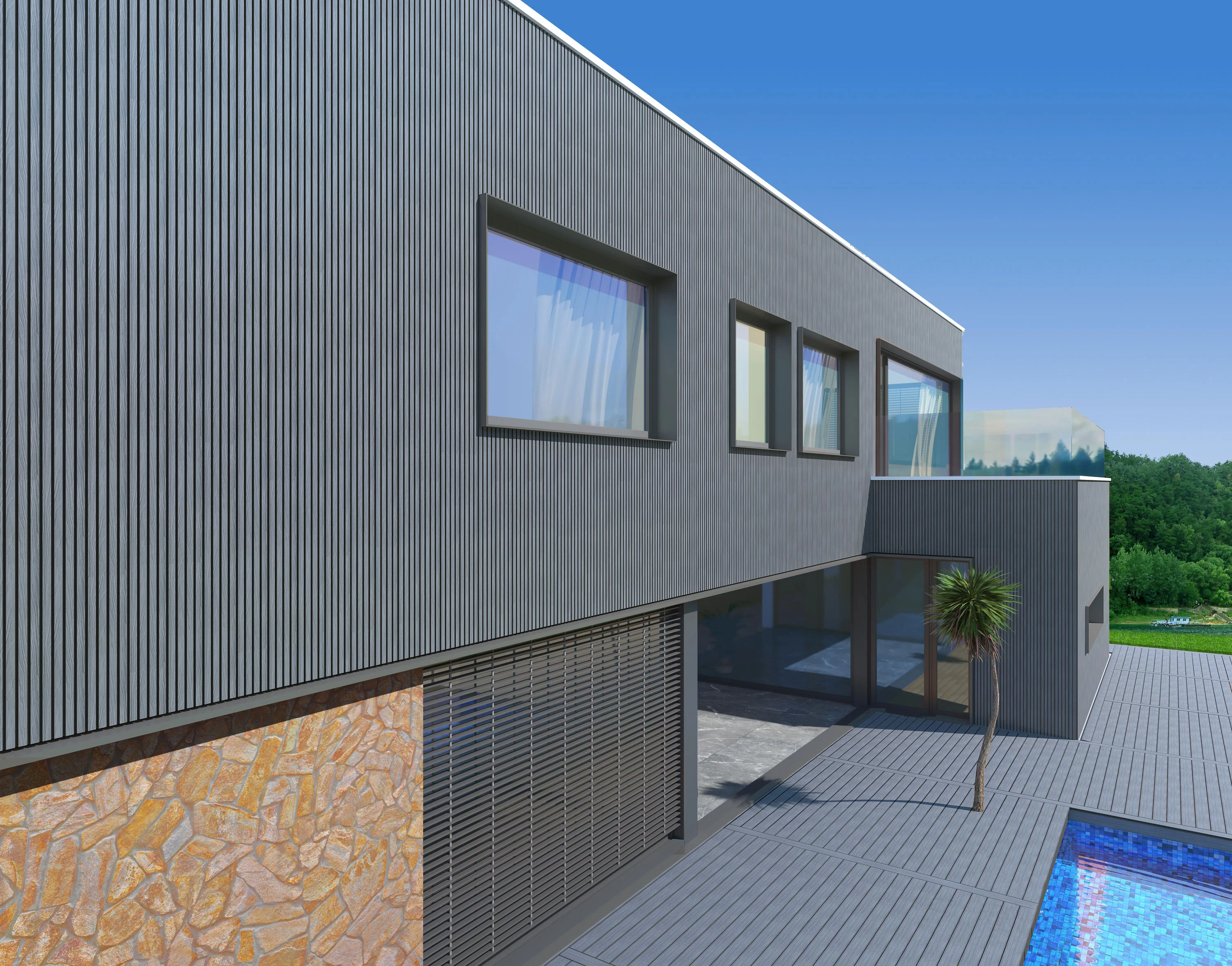 Buitenpanel Steengrijs 290CM | Gevel | Tuin | 3D Houtnerf - Image 6
