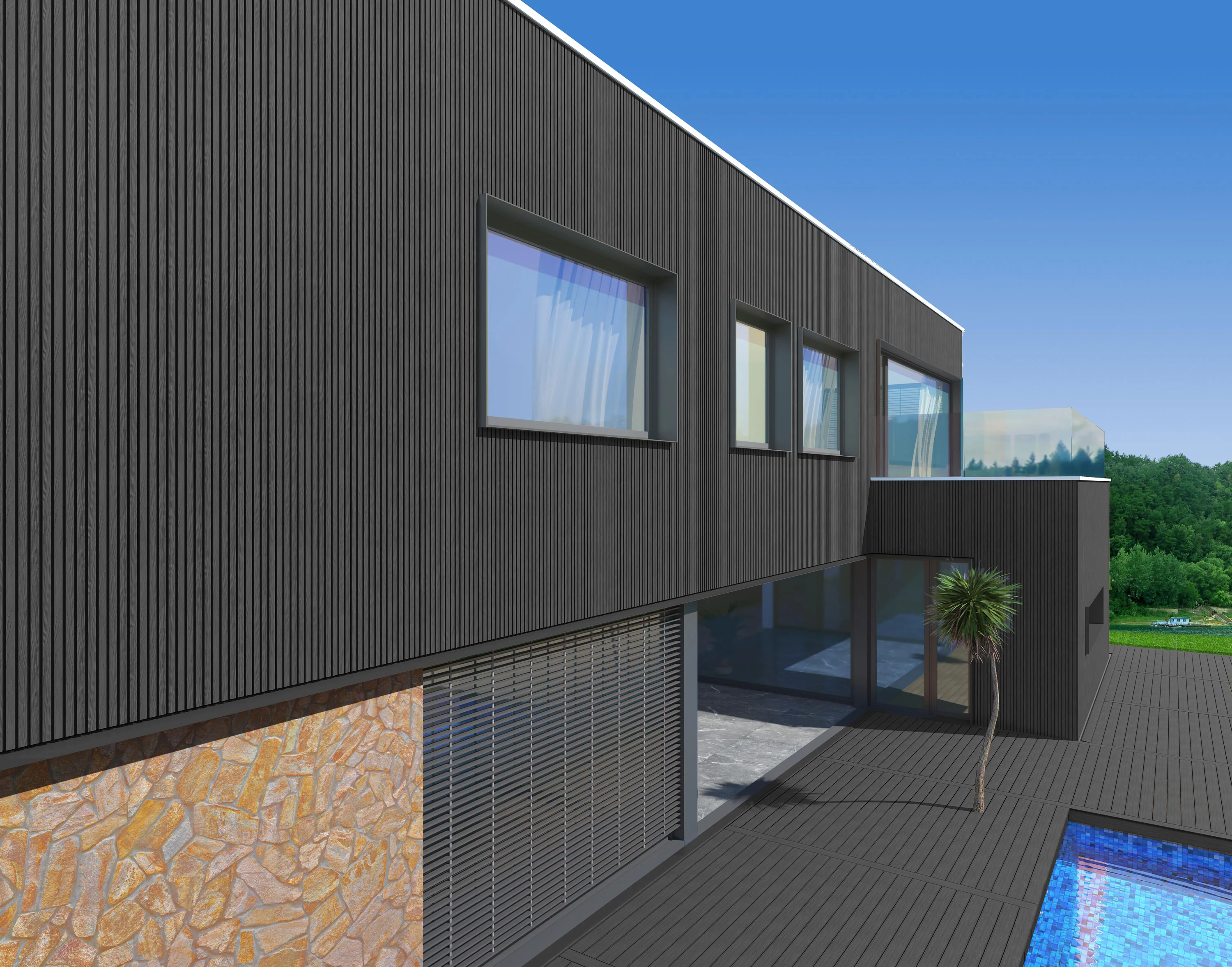Buitenpanel Zwart 290CM | Gevel | Tuin | 3D Houtnerf - Image 6