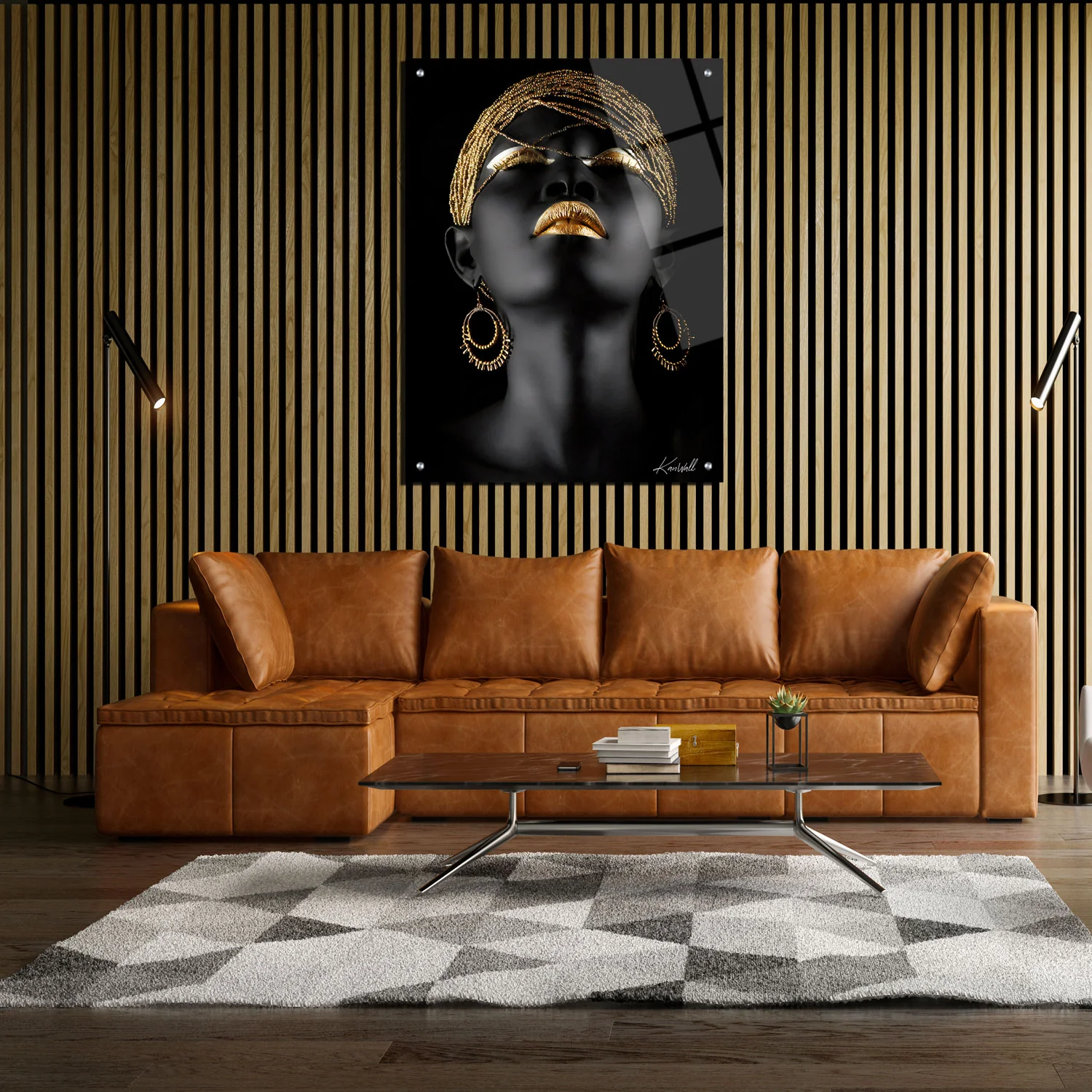 Canvas | Plexiglas Schilderij - Gold Lip Girl 1 - Image 3