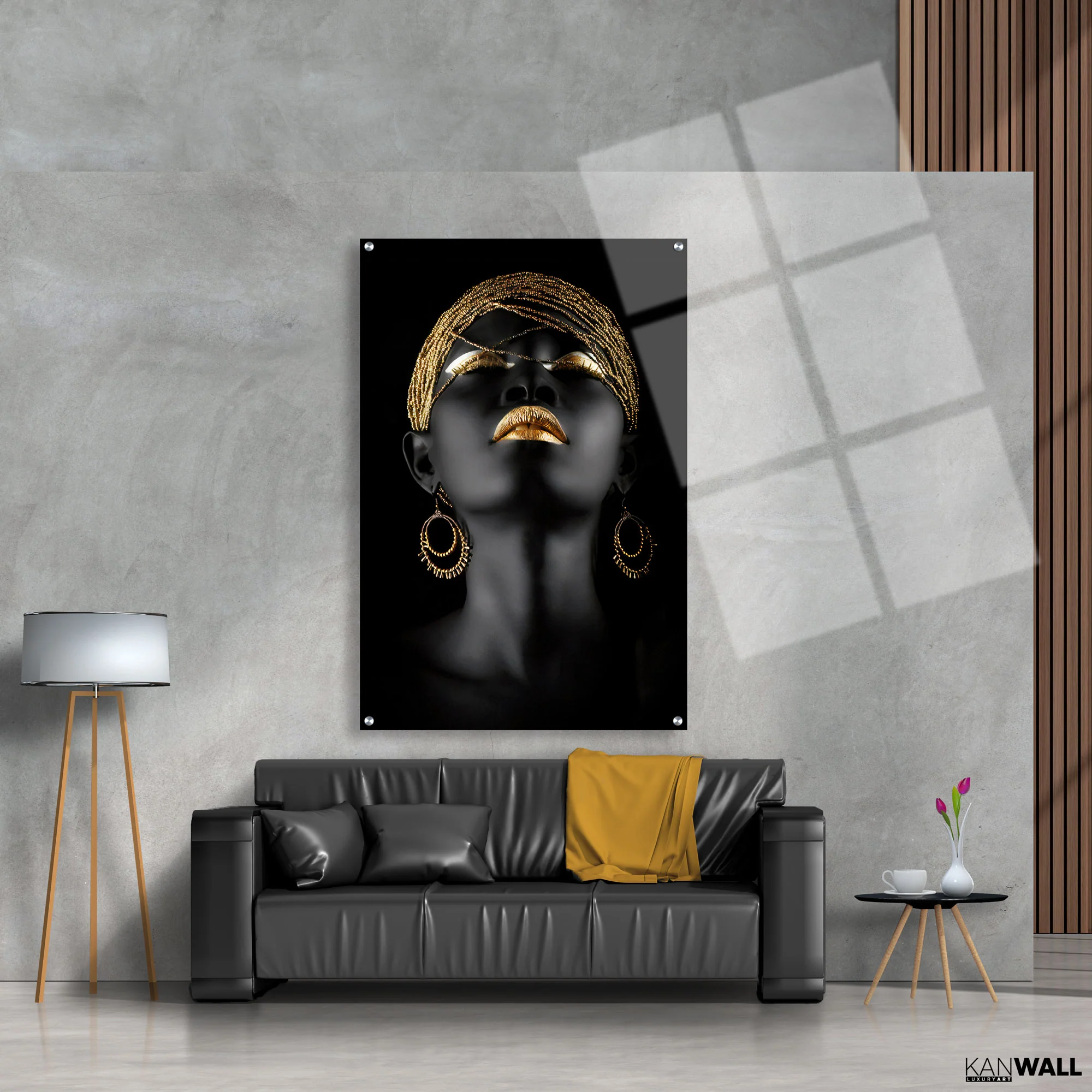 Canvas | Plexiglas Schilderij - Gold Lip Girl 1 - Image 4