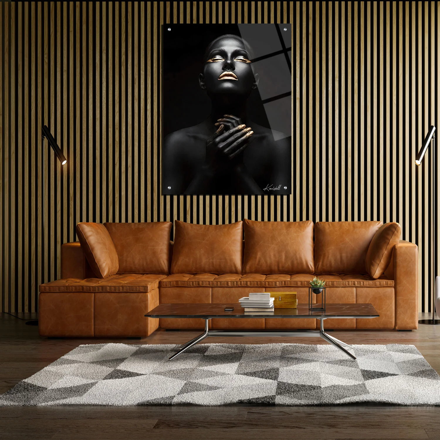 Canvas | Plexiglas Schilderij - Gold Lip Girl 2 - Image 3