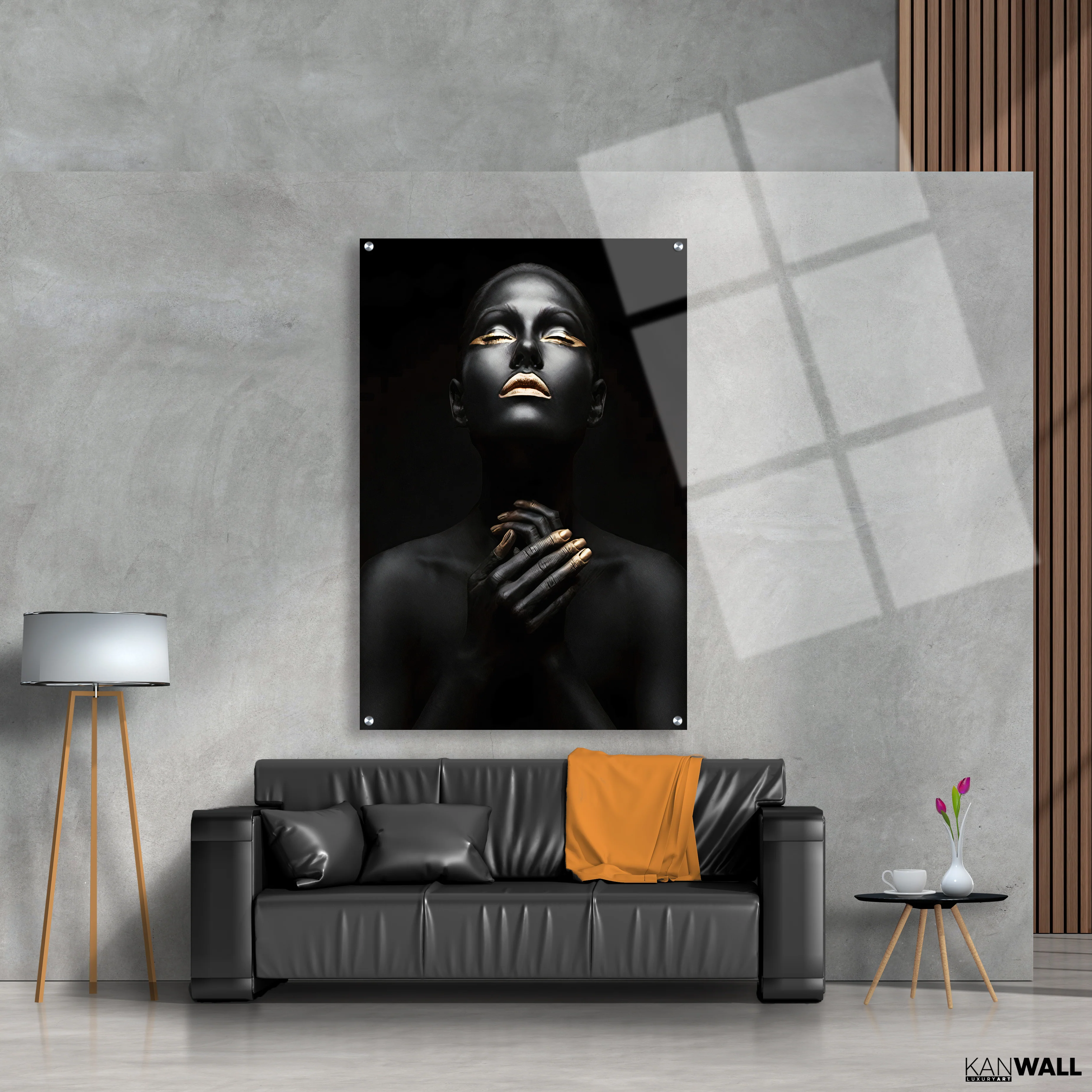 Canvas | Plexiglas Schilderij - Gold Lip Girl 2 - Image 4