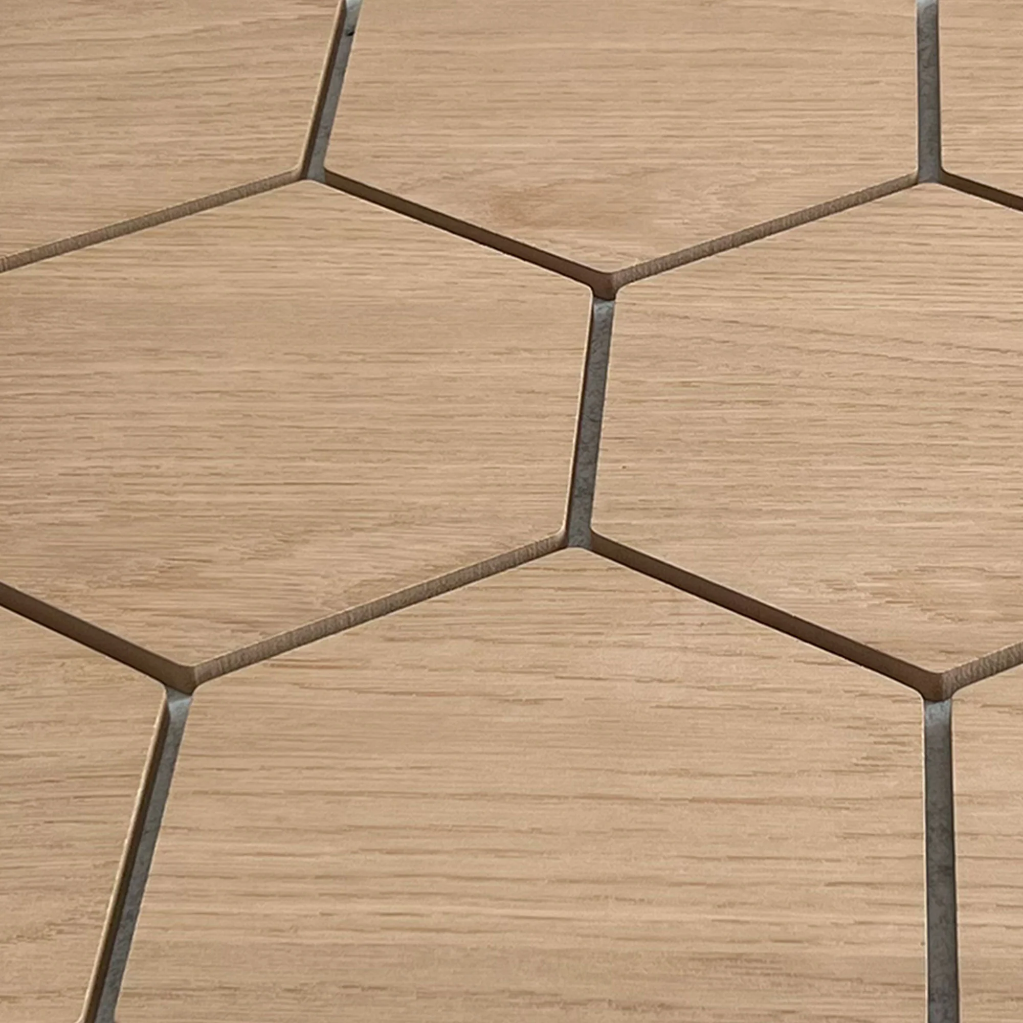 Hexagon Panel Naturel Eiken met Grijs Vilt 81CM | Akoestisch | Wanddecor | Zeshoekig - Image 3