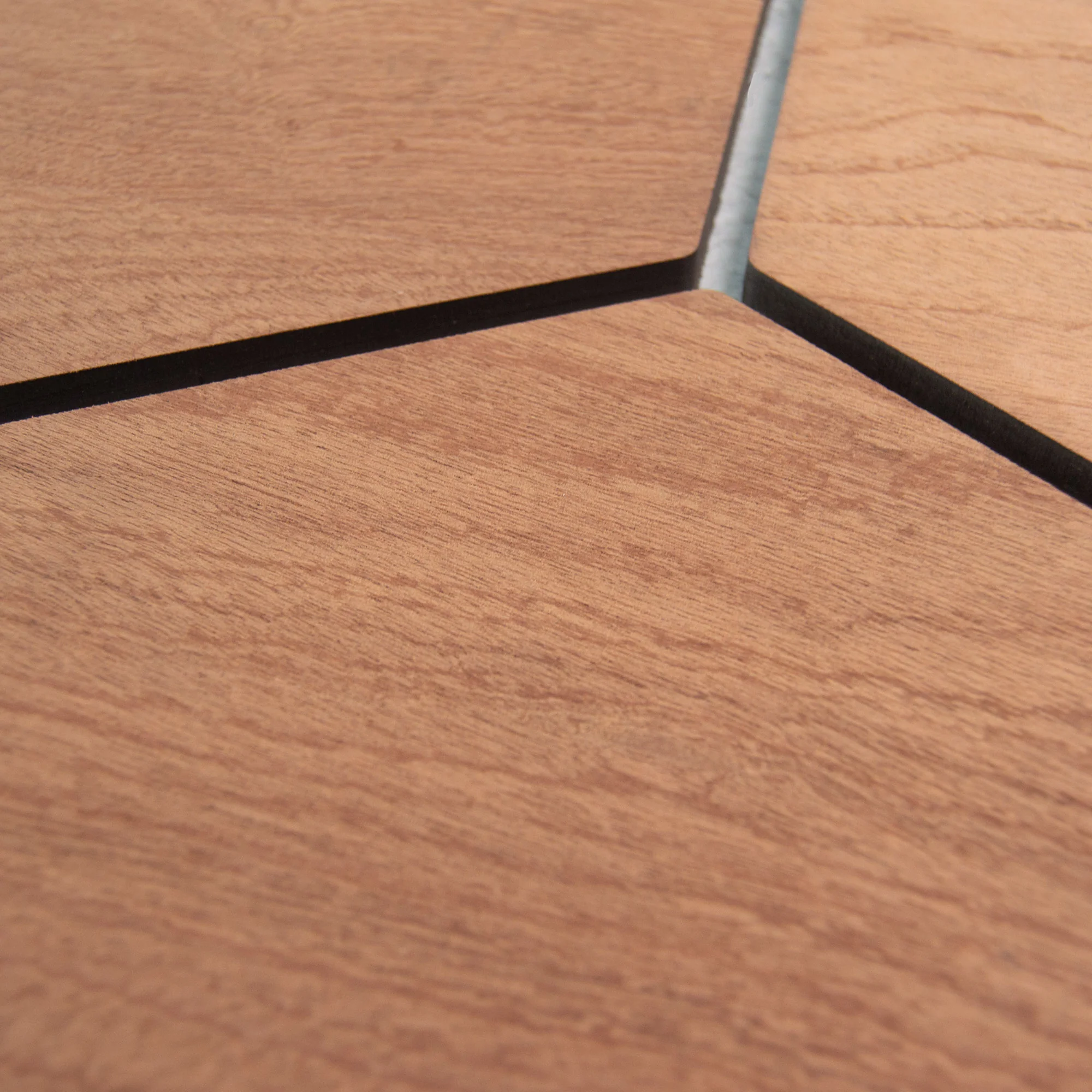 Hexagon Panel Gerookt Eiken met Grijs Vilt 81CM | Akoestisch | Wanddecor | Zeshoekig - Image 3