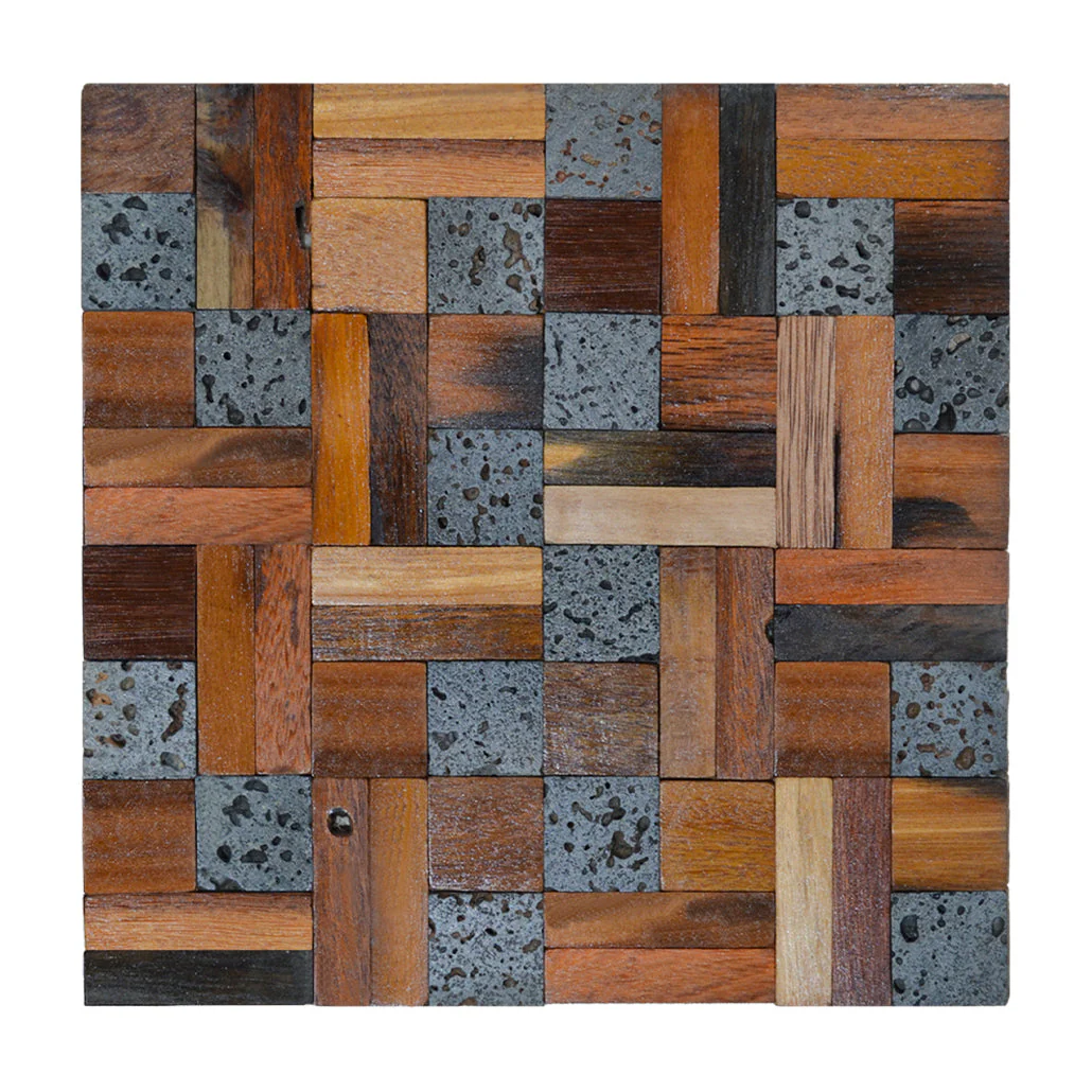 Houten Mozaïekpaneel | Lava Mix | 30×30 cm | Hout | Tegel - Image 2