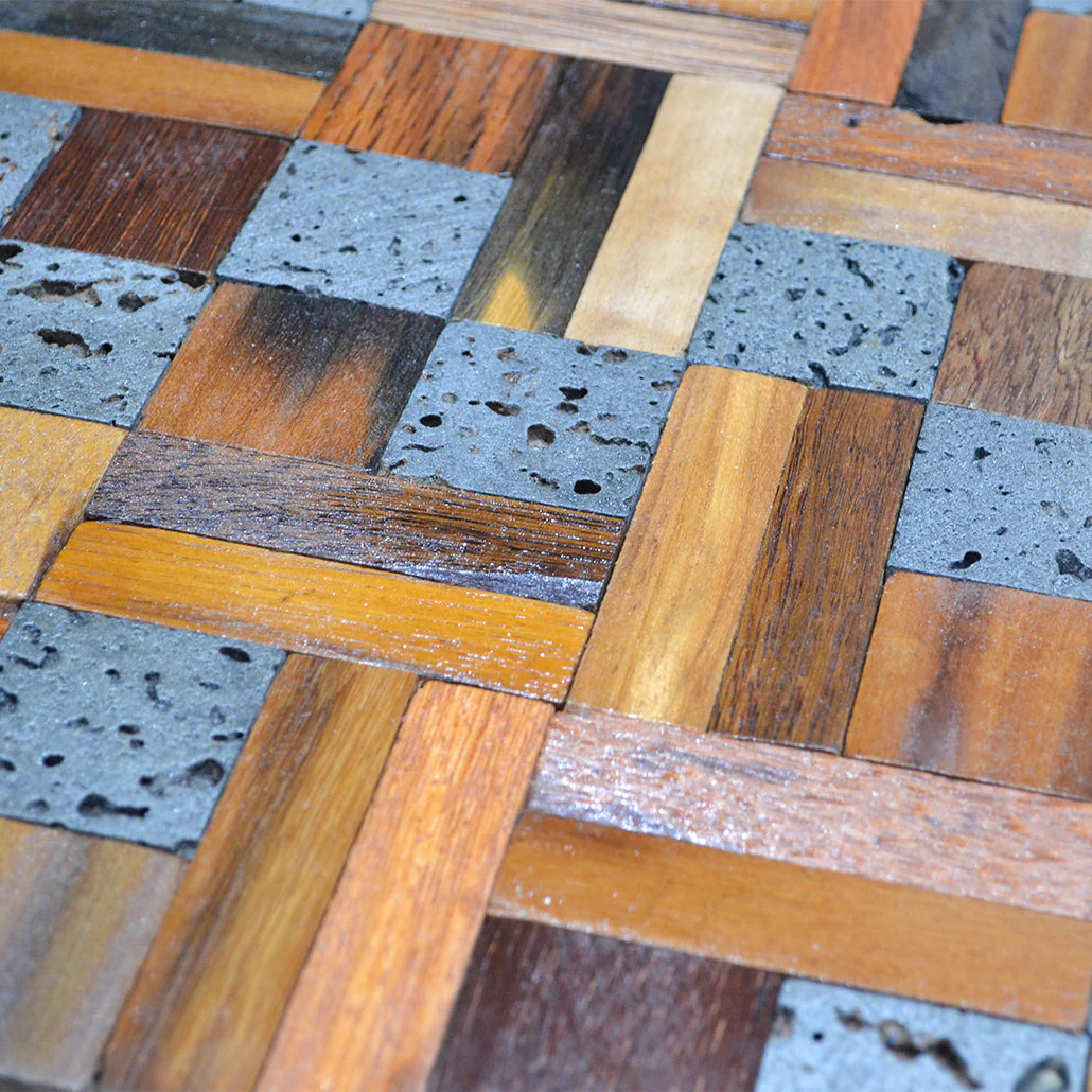 Houten Mozaïekpaneel | Lava Mix | 30×30 cm | Hout | Tegel - Image 4