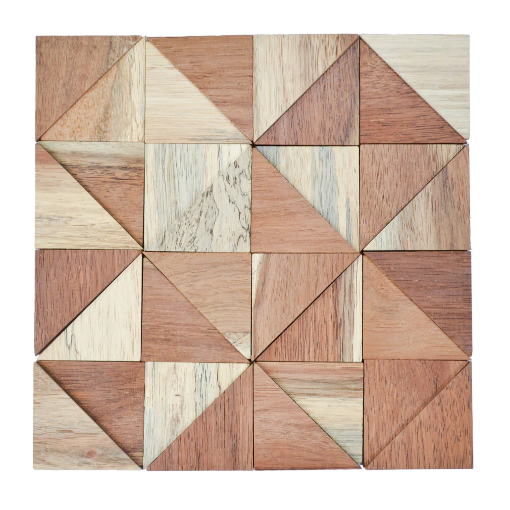 Houten Mozaïekpaneel | Merbau Hout | 30×30 cm | Hout | Tegel - Image 2