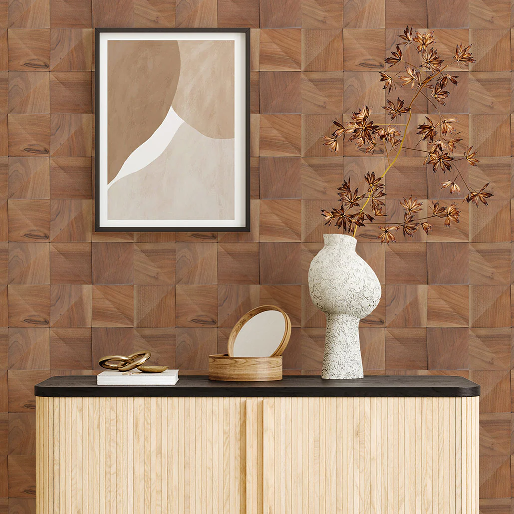 Houten Mozaïekpaneel | Slim Walnoot | 20×40 cm | Hout | Tegel