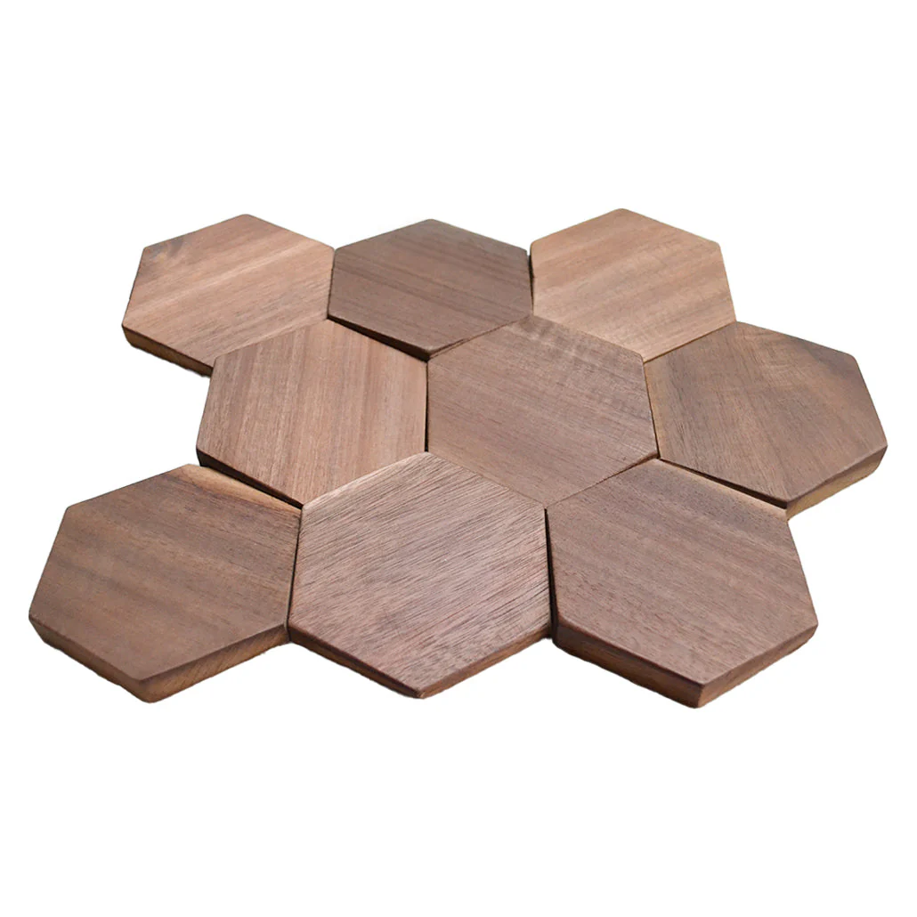 Houten Mozaïekpaneel | Walnoot Tropical | 26×30 cm | Hout | Tegel - Image 3