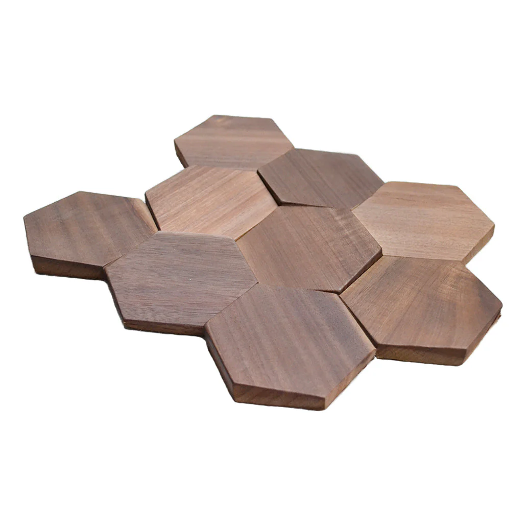 Houten Mozaïekpaneel | Walnoot Tropical | 26×30 cm | Hout | Tegel - Image 4