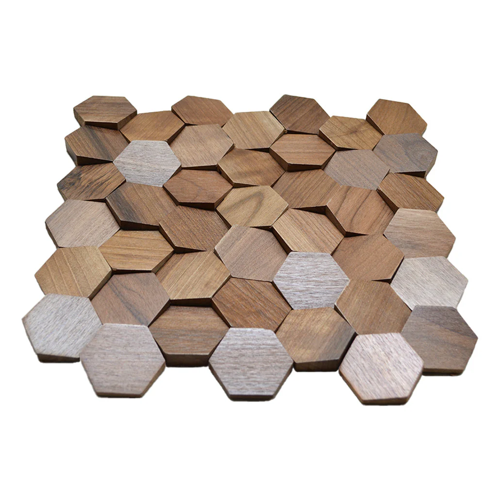Houten Mozaïekpaneel | Walnoot Velvet | 31×30 cm | Hout | Tegel - Image 4