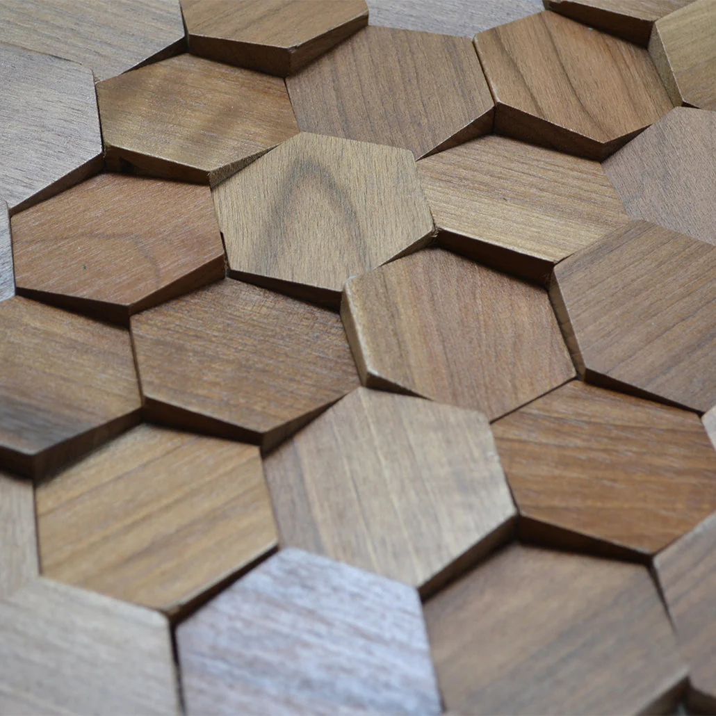 Houten Mozaïekpaneel | Walnoot Velvet | 31×30 cm | Hout | Tegel - Image 5